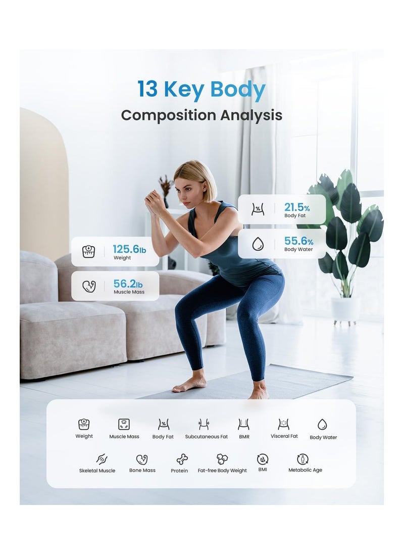 Smart Scale for Body Weight, FSA HSA Eligible With Smart App 4 High Sensitive Electrodes 13 Body Composition - Black