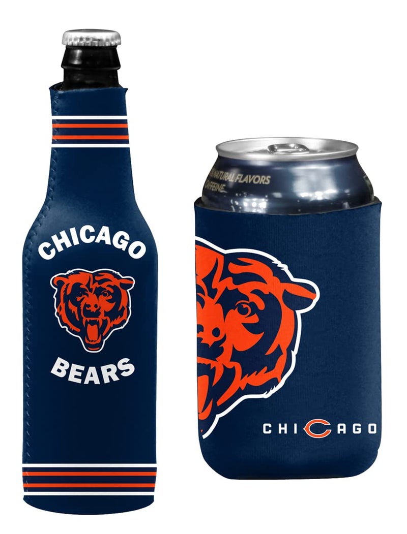 Football Can  Bottle Holder Insulator Beverage Huggie Cooler Chicago Navy CrestLogo Bears