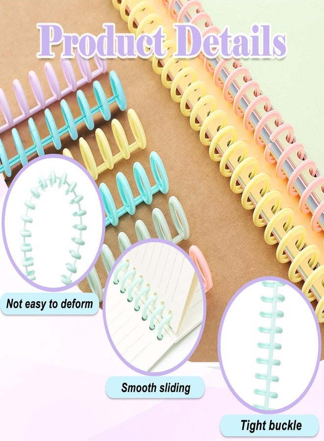 Koceci 16 PCS Comb Binding Spines, Plastic Spiral Binding Coils, 30 Rings Click Binding Spines for Student Teacher Business Document File Notebook File Making (Colorful) - Image 3
