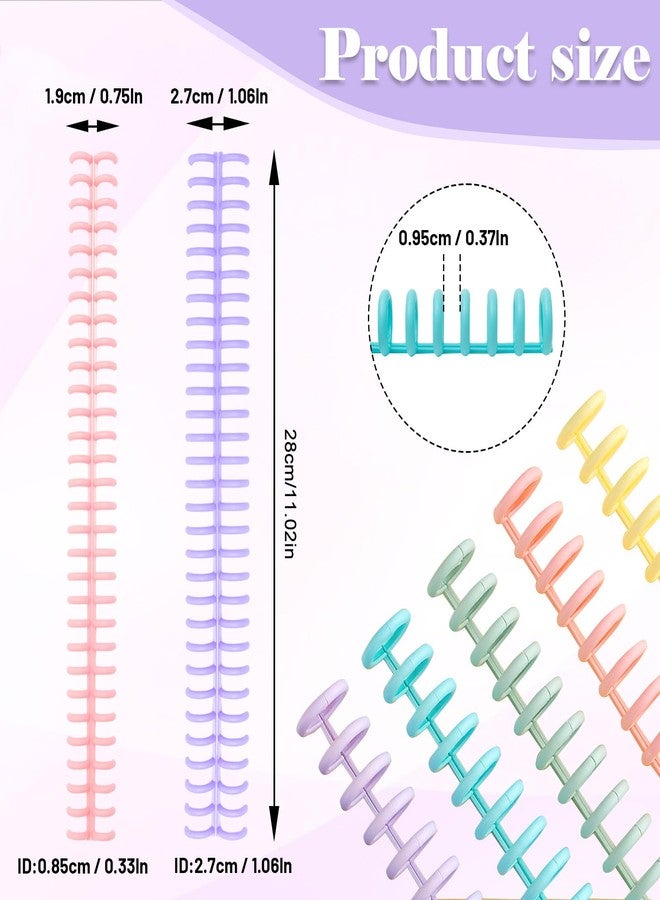 Koceci 16 PCS Comb Binding Spines, Plastic Spiral Binding Coils, 30 Rings Click Binding Spines for Student Teacher Business Document File Notebook File Making (Colorful) - Image 2