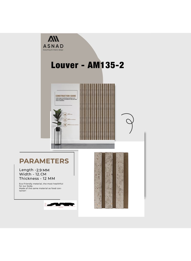 Asnad - Asnad Interior Wall Panel with Modern and Stylish design, smooth surface, Flawless finish easy installation Louver AM135-2 - Image 1