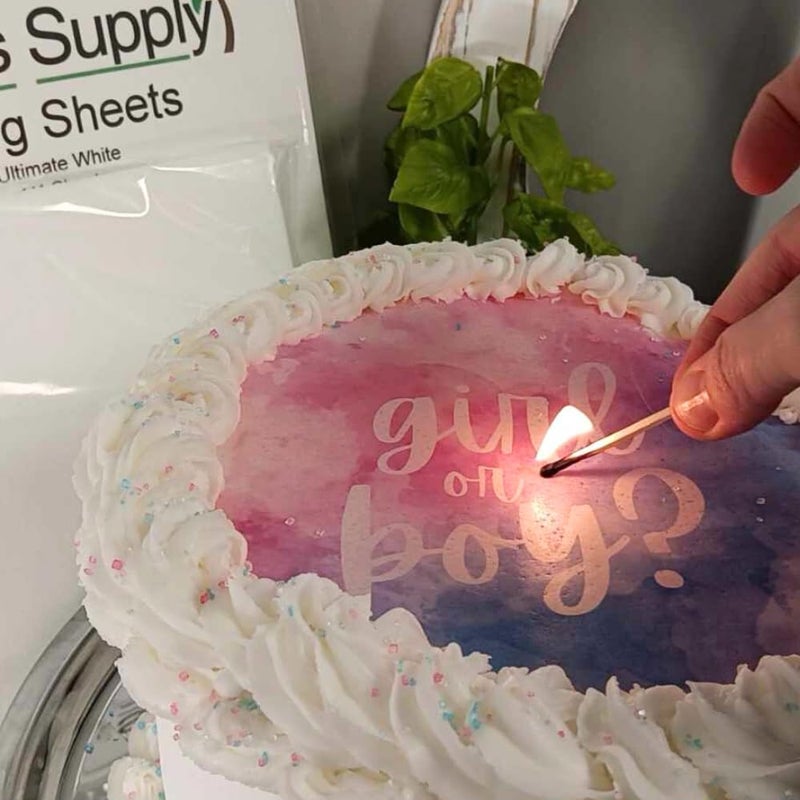Oasis Supply Burnaway Cake Paper Kit (8 Count) - 3 Edible Icing Sheets & 5 Wafer Papers - Cake Decorating Kit for Message Reveals - Image 1