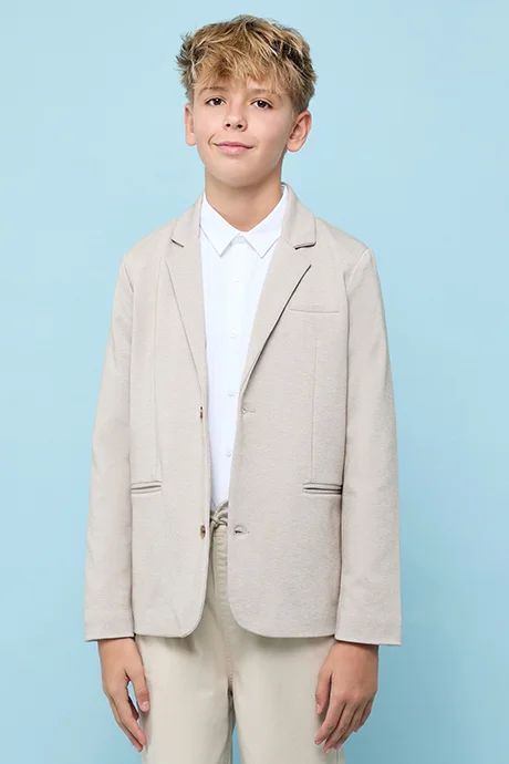 أر أند بي Solid Single Breasted Blazer with Button Closure
