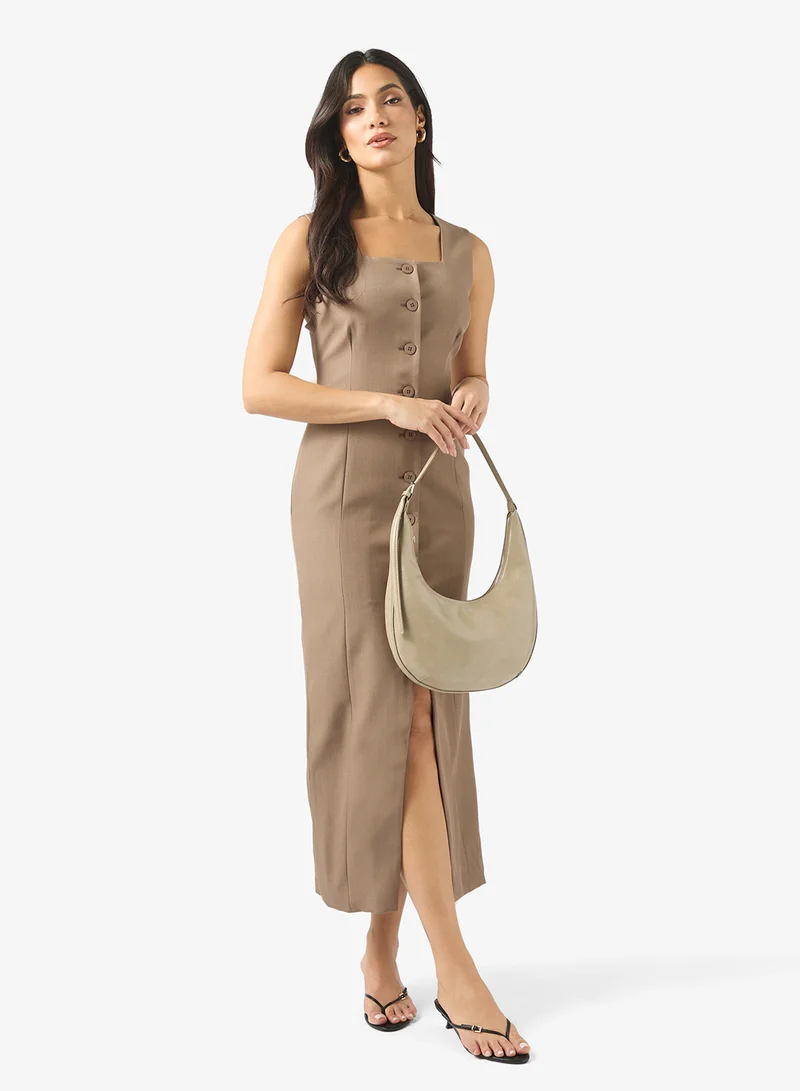 ALESSIA front slit BUTTONed maxi DRESS