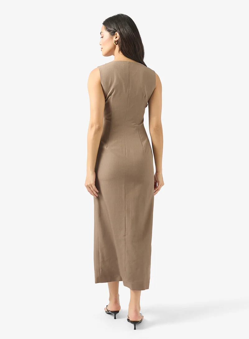 VERO MODA ALESSIA front slit BUTTONed maxi DRESS