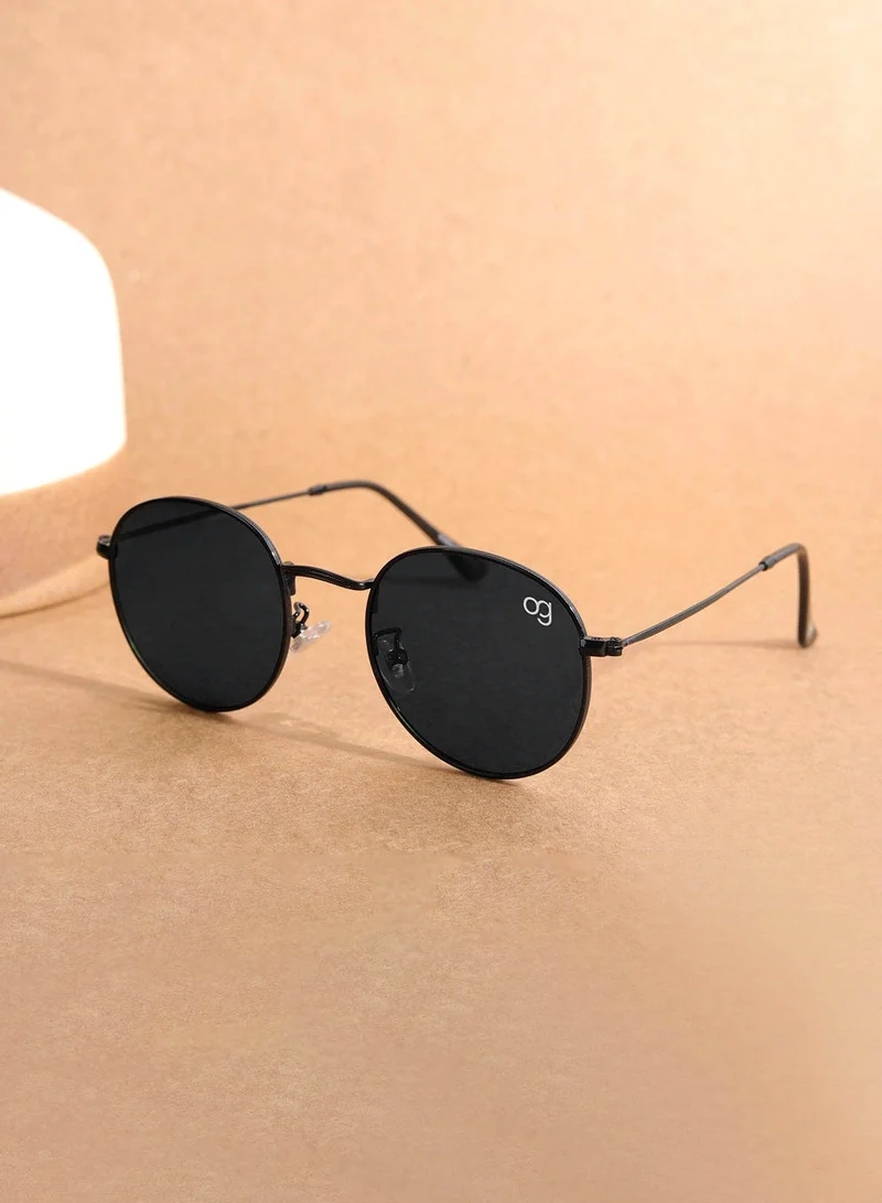 Woggles Black Polarized Round Sunglasses
