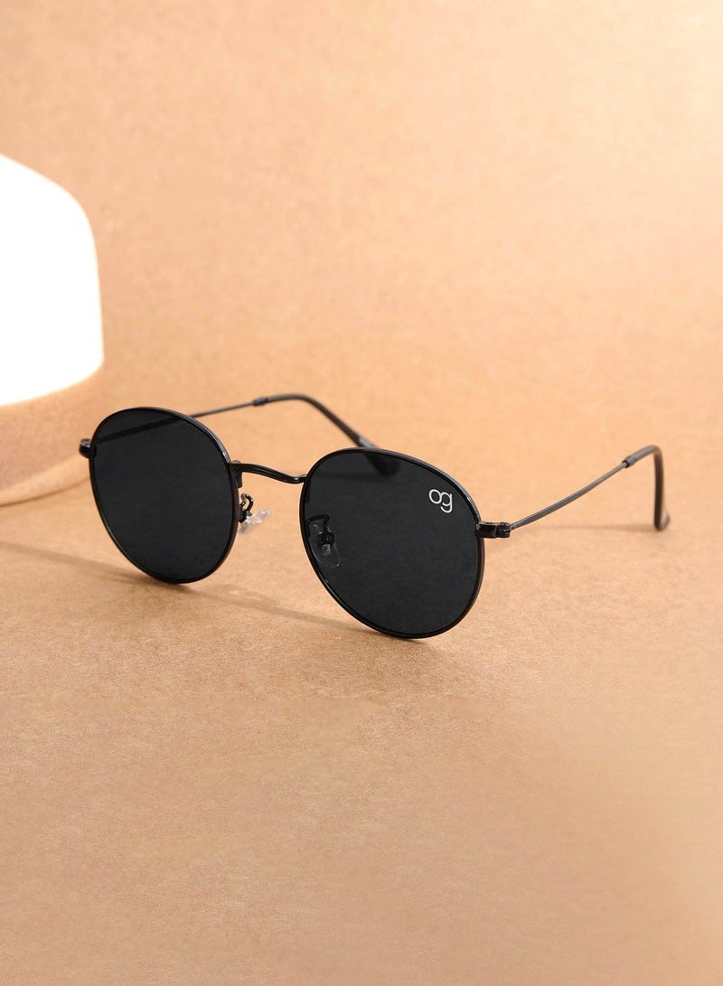 Woggles Black Polarized Round Sunglasses - Image 1
