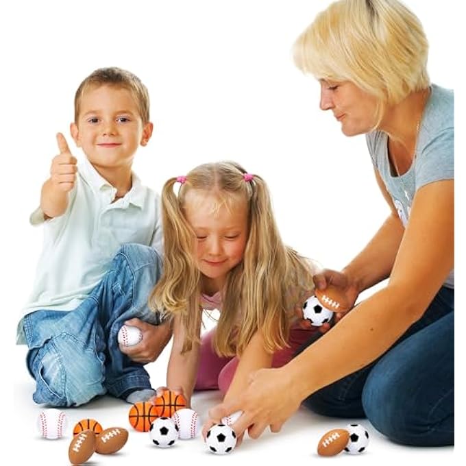 Blulu 72 Pack Sports Stress Balls for Kids Mini Footballs Mini Baseball, Soccer, Basketball, Foam Stress Balls for Anxiety Relief Sport Class Prize and Outdoor Game (1.6 Inch) - Image 2