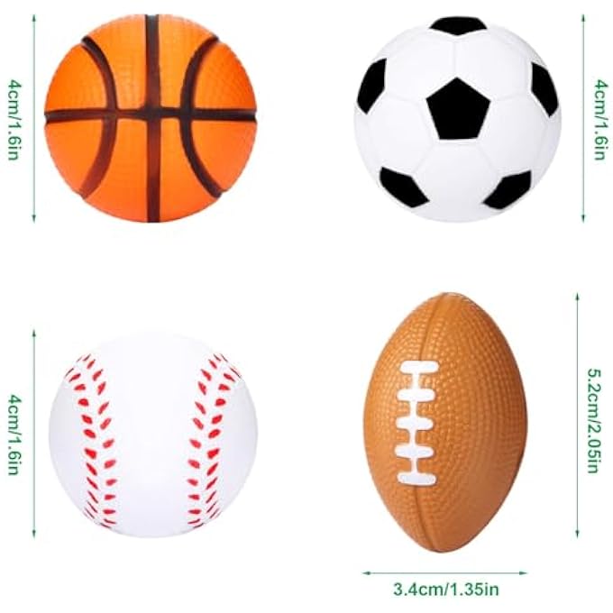 Blulu 72 Pack Sports Stress Balls for Kids Mini Footballs Mini Baseball, Soccer, Basketball, Foam Stress Balls for Anxiety Relief Sport Class Prize and Outdoor Game (1.6 Inch) - Image 3