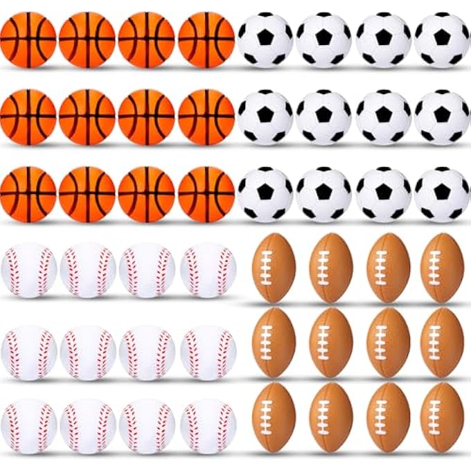 Blulu 72 Pack Sports Stress Balls for Kids Mini Footballs Mini Baseball, Soccer, Basketball, Foam Stress Balls for Anxiety Relief Sport Class Prize and Outdoor Game (1.6 Inch) - Image 1