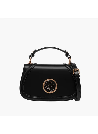 Celeste Women Solid Crossbody Bag with Detachable Strap and Flap Closure