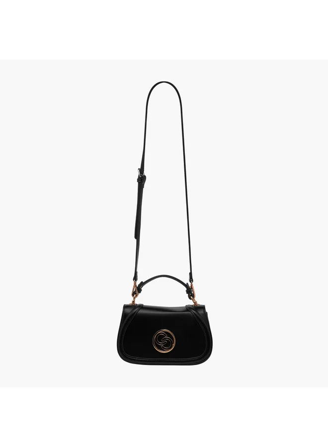 Celeste Women Solid Crossbody Bag with Detachable Strap and Flap Closure