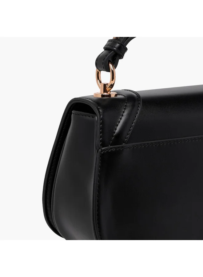 Celeste Women Solid Crossbody Bag with Detachable Strap and Flap Closure