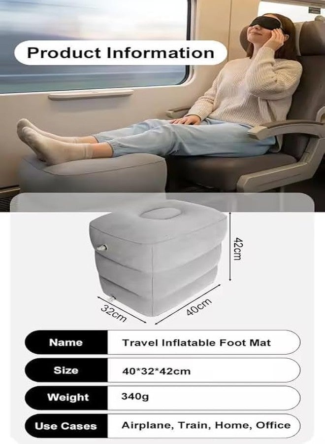 MENOVAS Inflatable Air Travel Pillow Long Travel Footstool Seat Foot Rest Pillow Foldable for Flight Home Office Footstool Self-Inflatable Air for Adult Kids (1 pcs) - Image 2