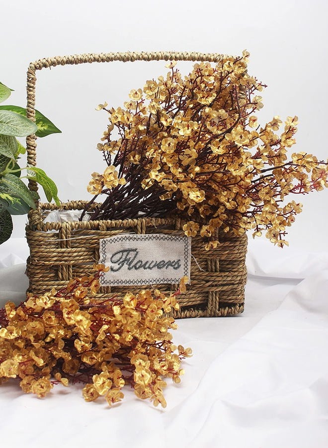 JAKY Global Babys Breath Fabric Cloth Artificial Flowers 6 Bundle European Fake Silk Plants Decor Wedding Party Decoration Bouquets Real Touch DIY Home Garden (Gold-6pcs) - Image 2
