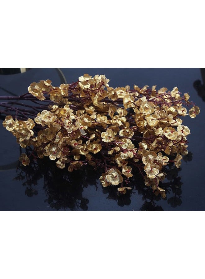 JAKY Global Babys Breath Fabric Cloth Artificial Flowers 6 Bundle European Fake Silk Plants Decor Wedding Party Decoration Bouquets Real Touch DIY Home Garden (Gold-6pcs) - Image 3