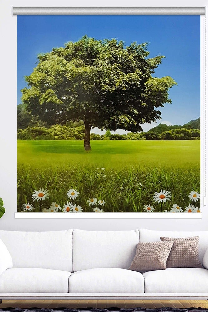 ستائر رول عازل للشمس والحرارة مع صورة الشجرة الكبيرة عرض 150 سم ارتفاع 200 سم