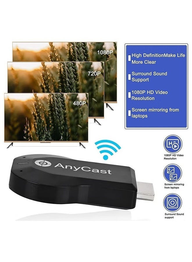 إني كاست جهاز استقبال شاشة واي فاي M2 Plus، محول عرض HDMI لاسلكي بدقة 4K، جهاز استقبال انعكاس شاشة الهاتف المحمول بدقة 1080 بكسل، لأجهزة Android/Mac/iOS Windows - Image 2