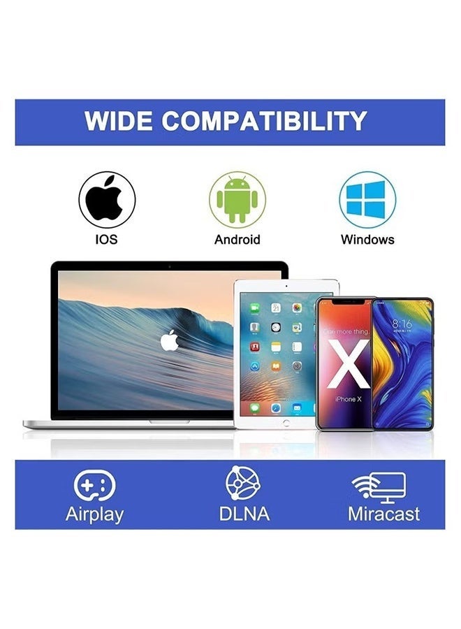 إني كاست جهاز استقبال شاشة واي فاي M2 Plus، محول عرض HDMI لاسلكي بدقة 4K، جهاز استقبال انعكاس شاشة الهاتف المحمول بدقة 1080 بكسل، لأجهزة Android/Mac/iOS Windows - Image 5