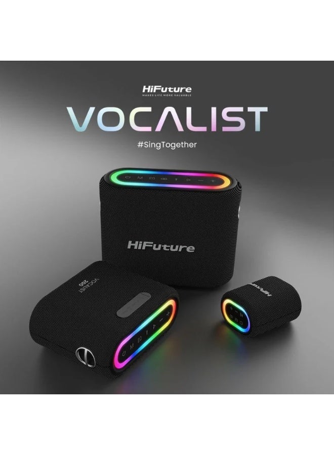 هاي فيوتشر مكبر صوت لاسلكي بلوتوث فاخر من HiFuture Vocalist 300، بقوة 150 واط، وميكروفونين، وصوت جهير عميق وصوت نقي، مكبر صوت للحفلات - فضي - Image 5