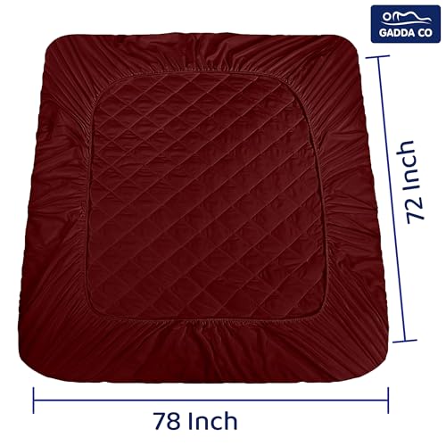 GADDA CO Waterproof Cotton Quilted Mattress Protector King Size (78x72 Inch | 6.5x6 Ft) | Breathable Hypoallergenic Noiseless Ultra Soft Fitted Bed Protector | Mattress/Bed Cover - Maroon - Image 3