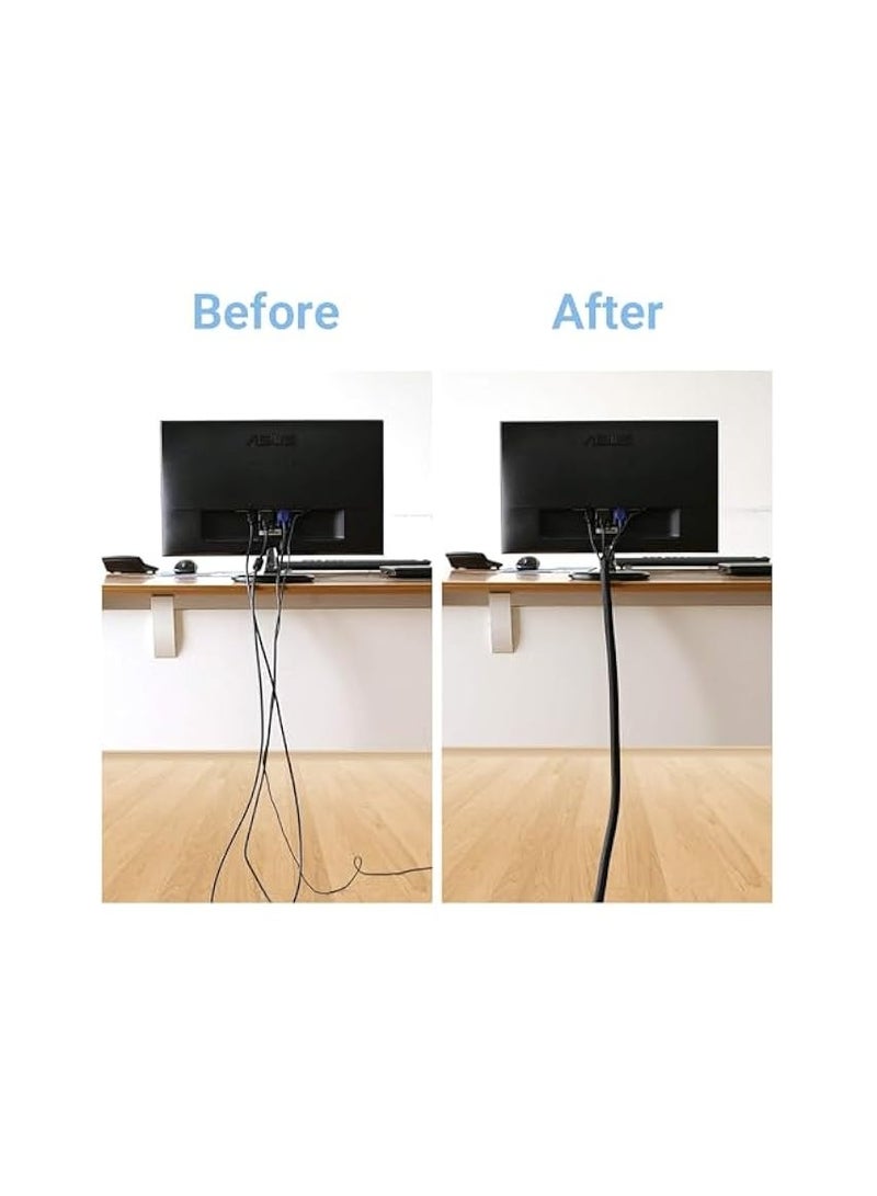 erorex Cable Sleeve 2m*16mm.Strong resilience helo it perfectly wrapfor TV, Computer Cables, Video, Pet Cable Protectors.Self Winding Braided Sleeving-Black Cable Cover-Wire Management Solutions - Image 2