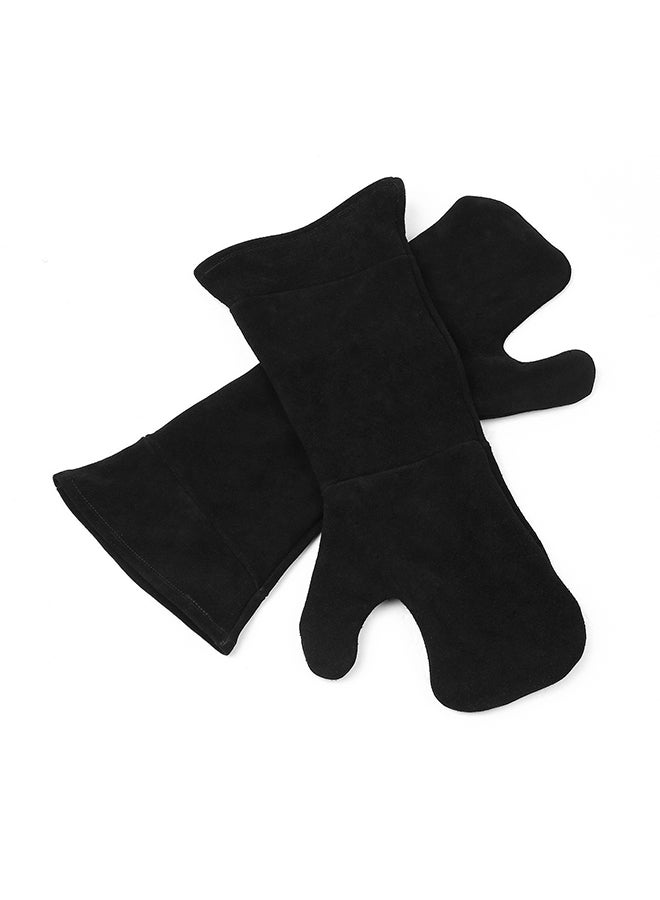 Heat Proof Extra Long Oven Mitts Gloves Black 200 x 455mm - Image 3