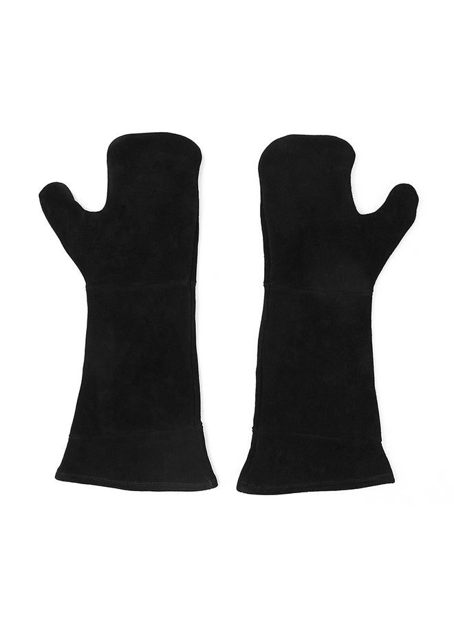 Heat Proof Extra Long Oven Mitts Gloves Black 200 x 455mm - Image 2