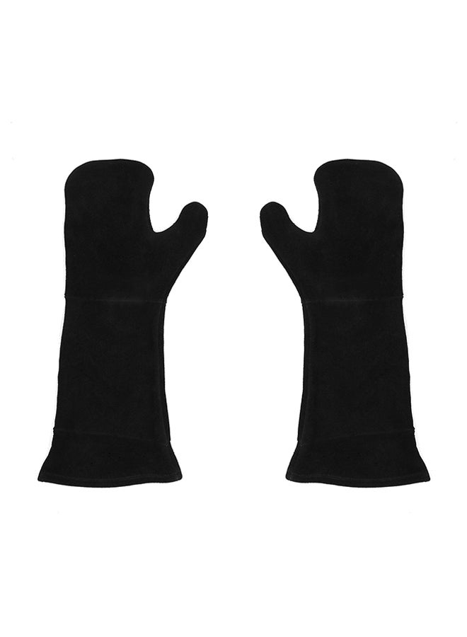 Heat Proof Extra Long Oven Mitts Gloves Black 200 x 455mm - Image 1