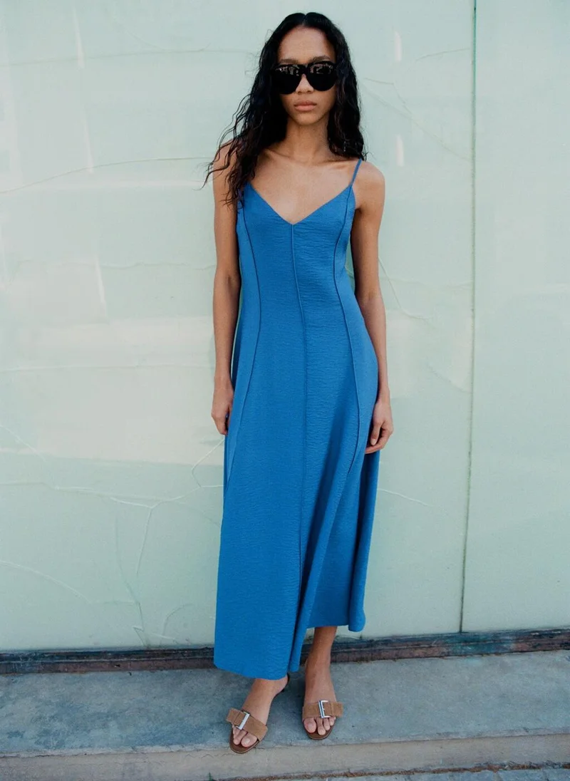 مانجو Midi dress with stitching details