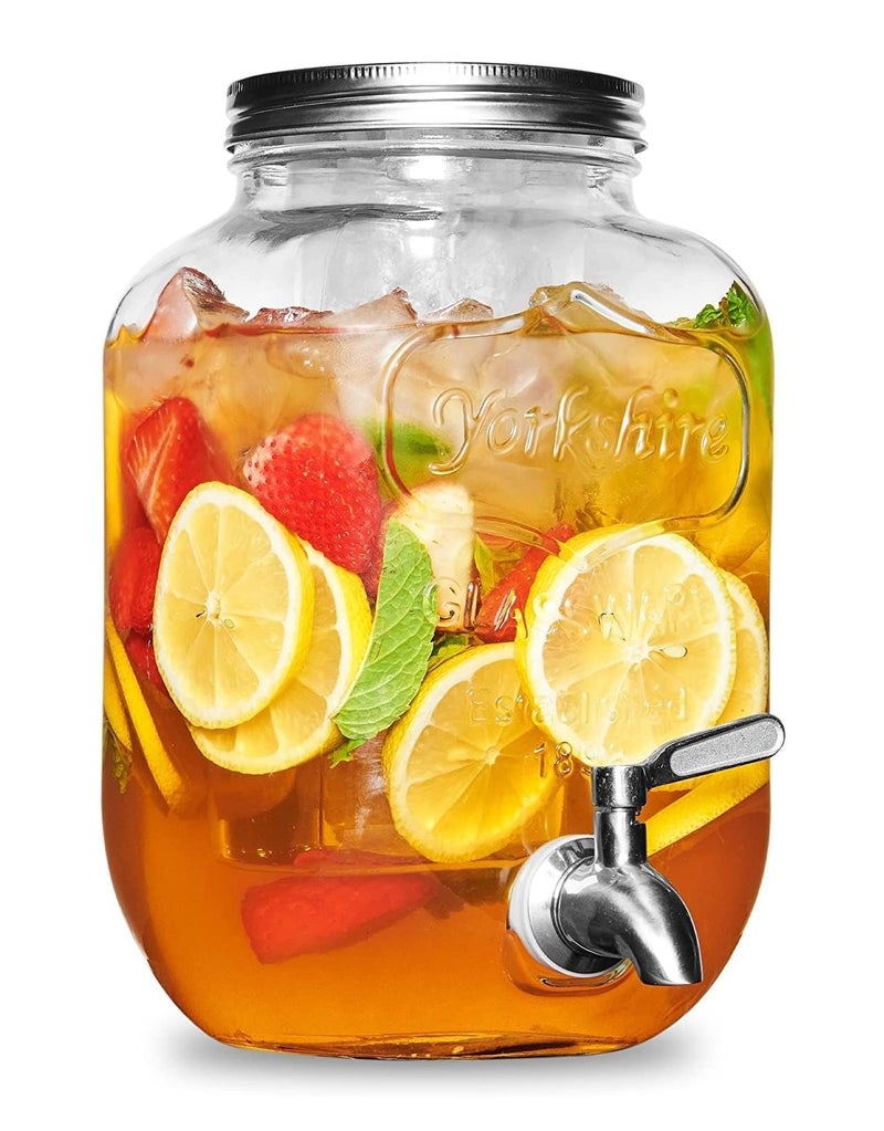 VILON 5 Liter Glass Beverage Dispenser with Leak-Proof Spigot – Large Detox Water Pitcher & Juice Dispenser for Parties – Clear Drink Jar for Iced Tea, Lemonade & Punch - Image 2