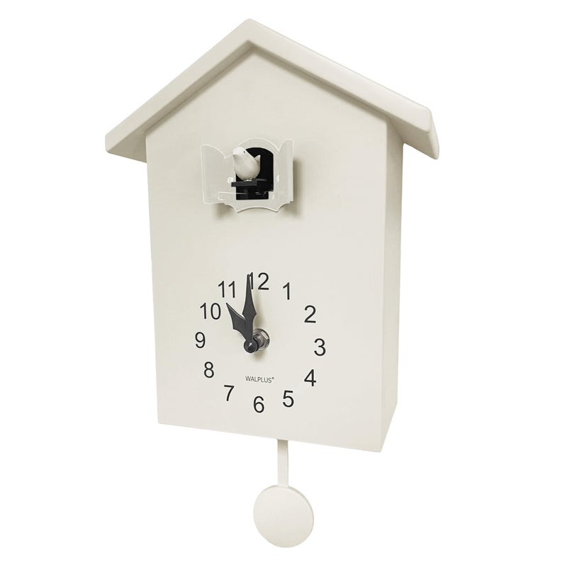 WALPLUS Modern Cuckoo Clocks for Wall Hourly Chiming Coo Coo Clock Volume Adjustable Cookoo Clock Removable Pendulum Christmas Cuckoo Gift White Interior Decoration - Image 1