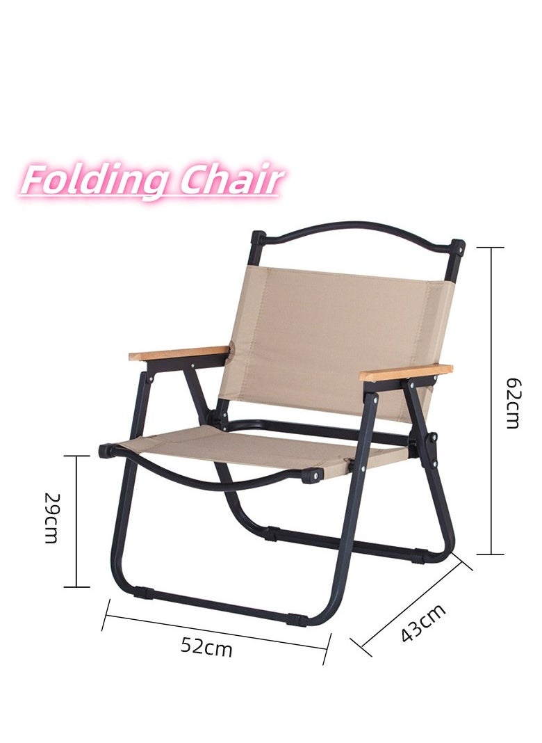 Generic - Folding Camping Chair, Portable Camping Chair, Lightweight Camping Backpacking Chair Foldable, Foldable Beach Chair, for Camping Hiking Garden Travel Beach Picnic BBQ Outdoor (Khaki-Large) - Image 1