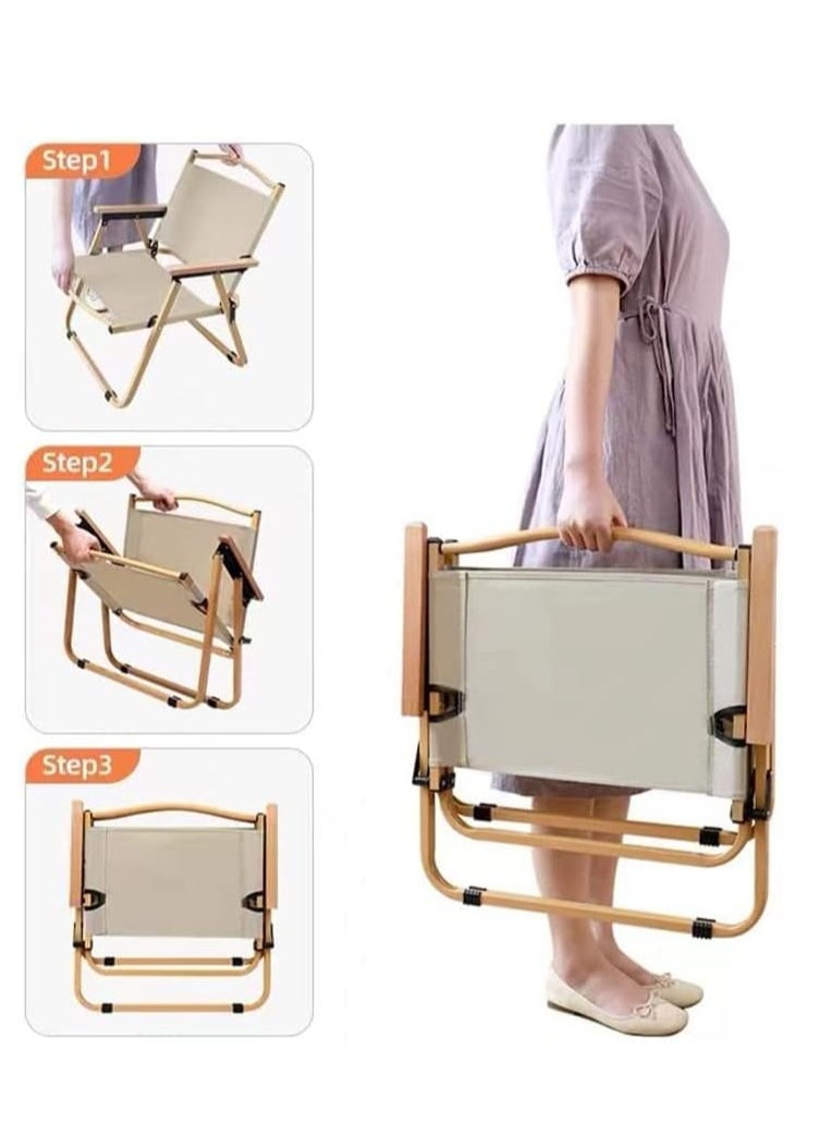Generic - Folding Camping Chair, Portable Camping Chair, Lightweight Camping Backpacking Chair Foldable, Foldable Beach Chair, for Camping Hiking Garden Travel Beach Picnic BBQ Outdoor (Khaki-Large) - Image 1