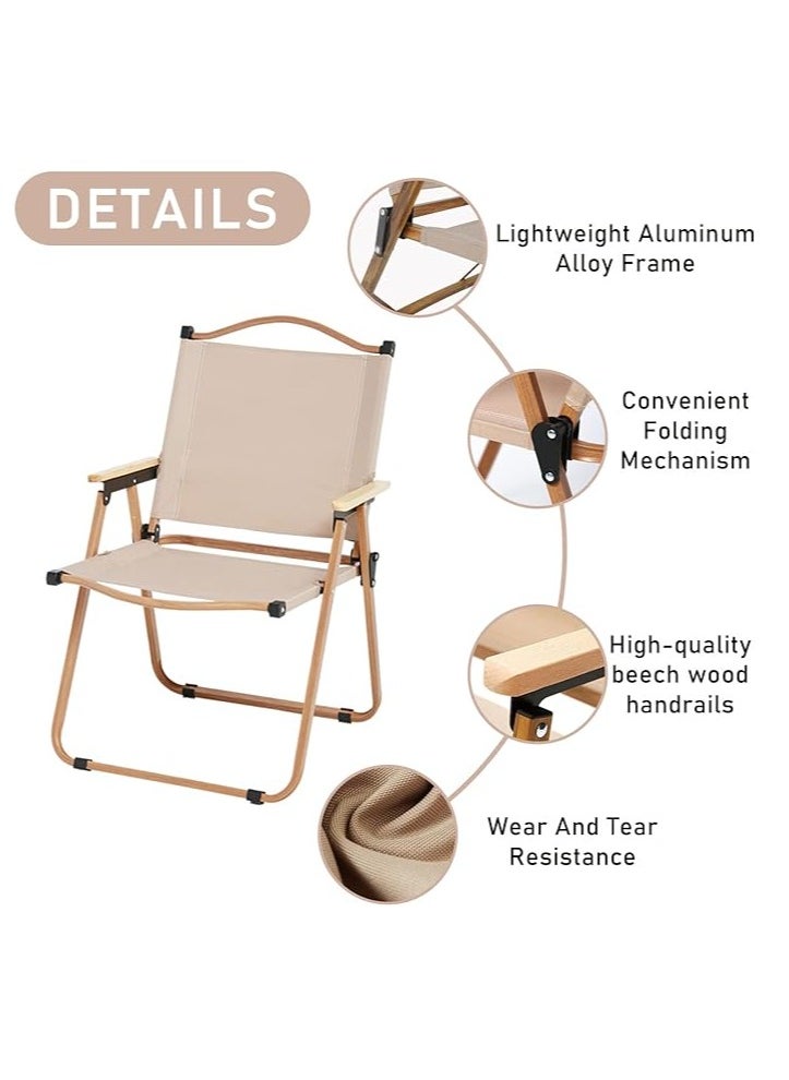 Generic - Folding Camping Chair, Portable Camping Chair, Lightweight Camping Backpacking Chair Foldable, Foldable Beach Chair, for Camping Hiking Garden Travel Beach Picnic BBQ Outdoor (Khaki-Large) - Image 1