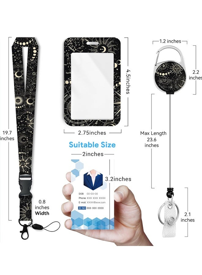 Sun and Moon Badge Holder with Retractable Reel and Breakaway Lanyard, for School Nurse Office Teen - Image 3