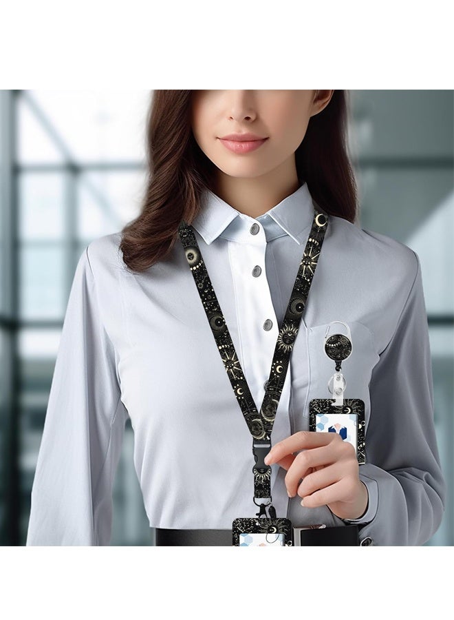 Sun and Moon Badge Holder with Retractable Reel and Breakaway Lanyard, for School Nurse Office Teen - Image 2