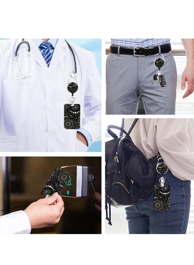 Sun and Moon Badge Holder with Retractable Reel and Breakaway Lanyard, for School Nurse Office Teen - Image 4