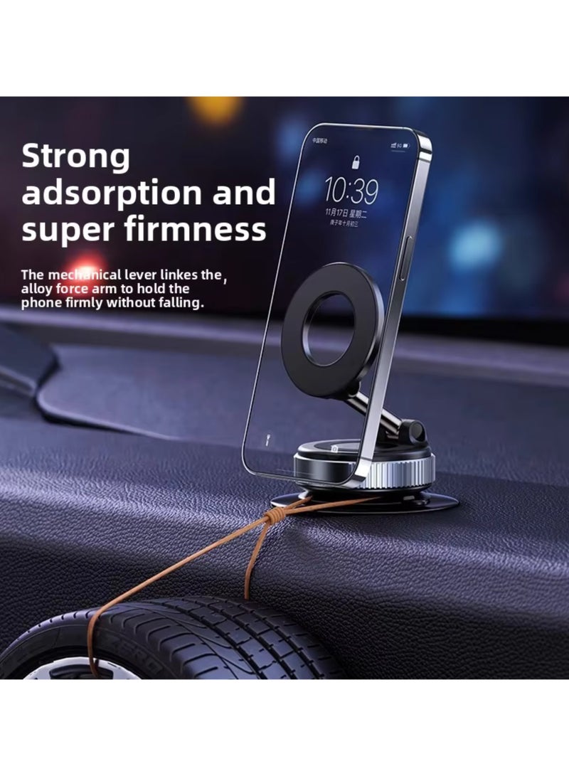Fine Productions 360° Magnetic Phone Holder for Car Strong Suction Mag Safe & For All Smartphones Magnetic Ring Included White - Image 2