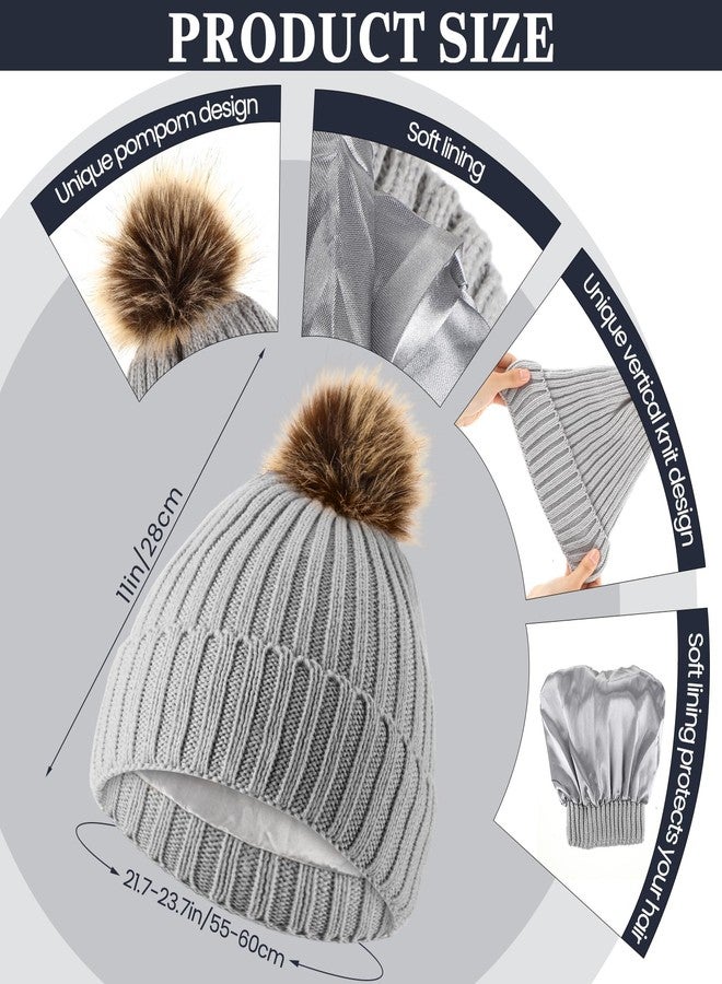 Velmitten 16 Pcs Winter Hat Scarf Gloves Ear Warmer Set 4 in 1 Knitted Hat Scarf Touch Screen Gloves for Women Men Homeless, Black, Beige, Pink, Gray, M - Image 2