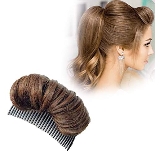 1pc Volume Up Hair Base Hair Accessories Bump It Up Hairstyle Clip Bun Maker for Women Volume Insert Hair Bump Up Tool for Short Long Hair DIY Light Brown