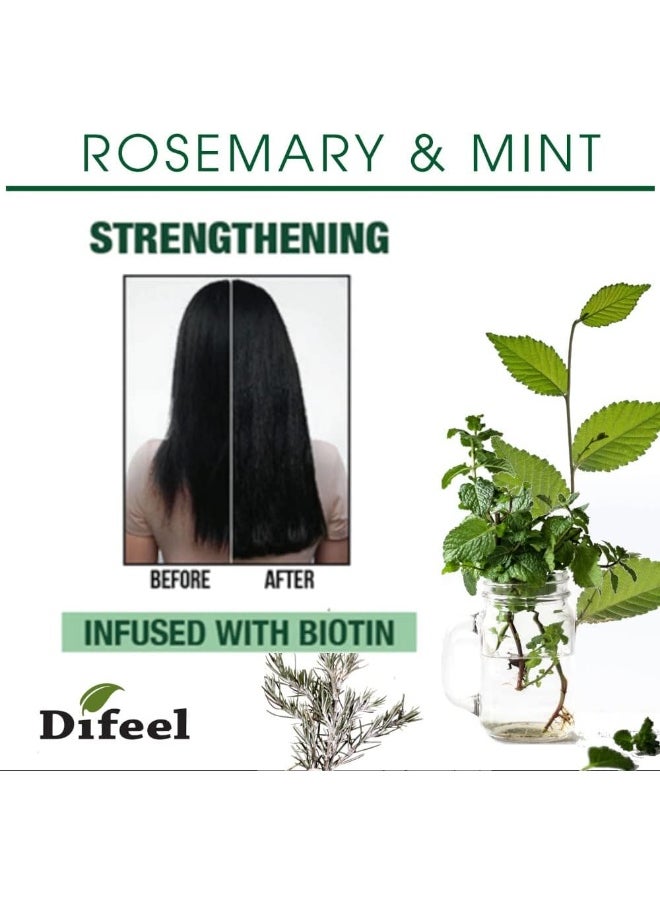 difeel Rosemary And Mint Hair Strengthening Conditioner With Biotin 355Ml  - Image 3
