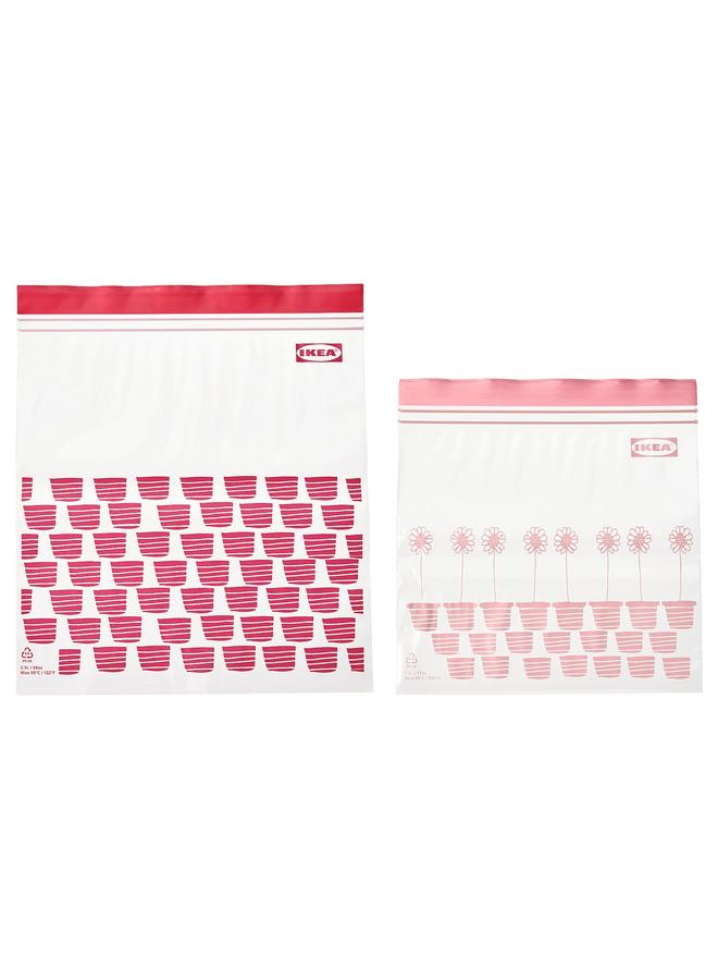 Zaboon Resealable Bag, Patterned Red/Pink, 2.5/1.2 L - Image 1