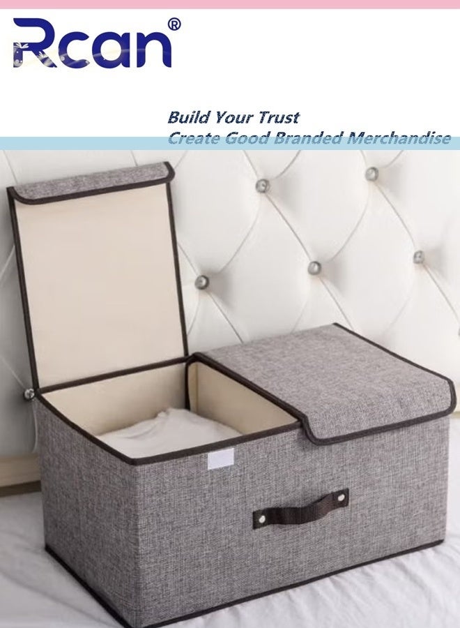 Rcan 2 Pcs Large Capacity Foldable Storage Box Clothes Storage Organizers Durable and Space Saving with Double Cover and Carry Handles - Image 2