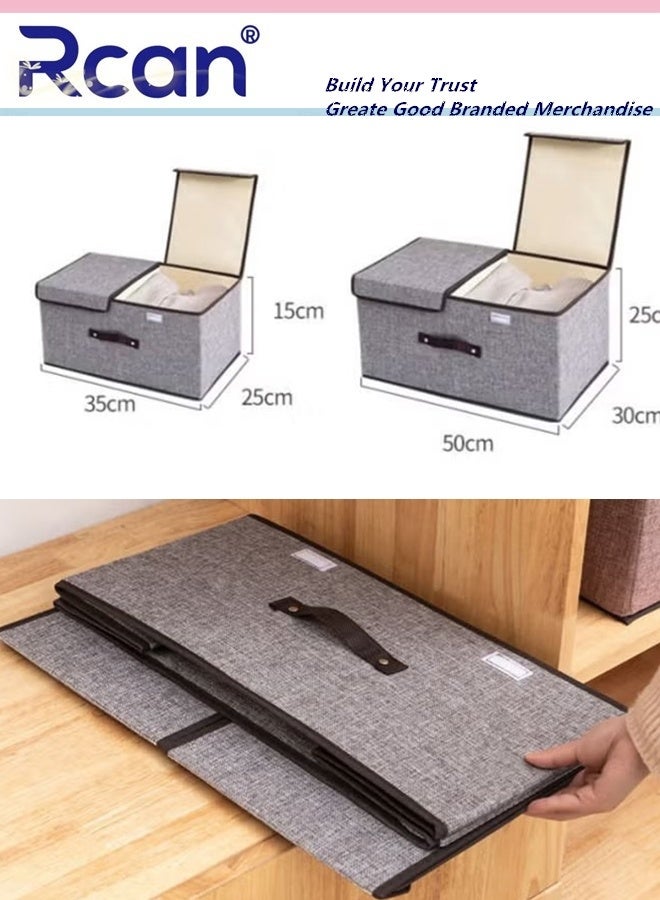 Rcan 2 Pcs Large Capacity Foldable Storage Box Clothes Storage Organizers Durable and Space Saving with Double Cover and Carry Handles - Image 4