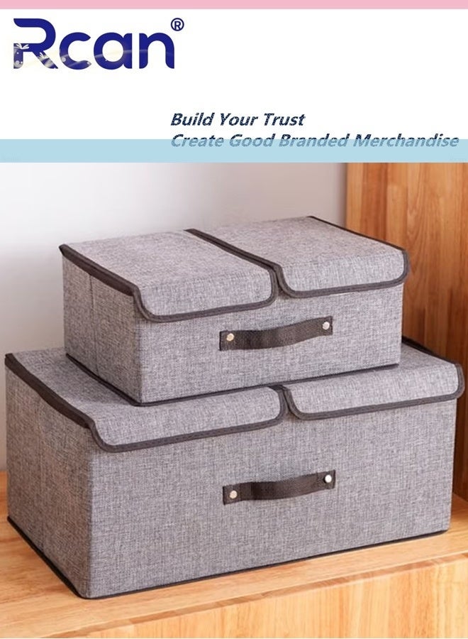 Rcan 2 Pcs Large Capacity Foldable Storage Box Clothes Storage Organizers Durable and Space Saving with Double Cover and Carry Handles - Image 1