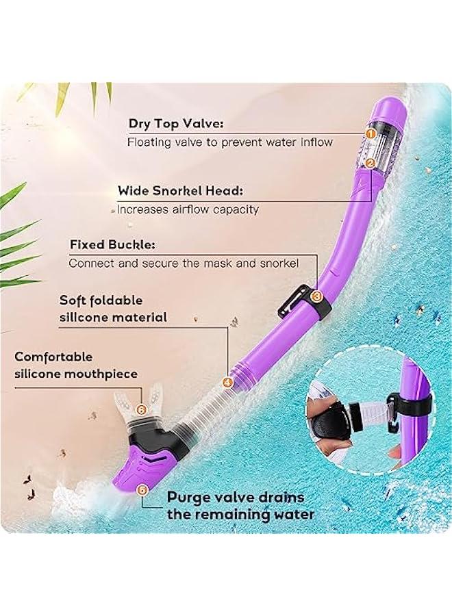 Arabest Kids Snorkel Set, Anti-Fog Panoramic Tempered Glass Kids Snorkel mask, Anti-Leak Scuba Diving Mask with Mesh Bag, Dry Top Snorkeling Gear for Kids and Youth Age 4-16 - Image 4