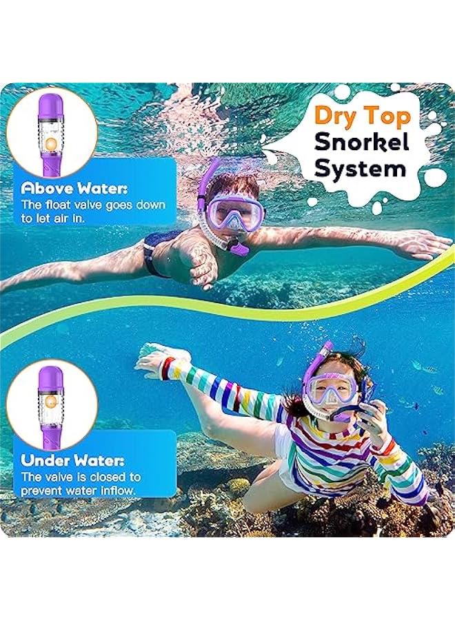Arabest Kids Snorkel Set, Anti-Fog Panoramic Tempered Glass Kids Snorkel mask, Anti-Leak Scuba Diving Mask with Mesh Bag, Dry Top Snorkeling Gear for Kids and Youth Age 4-16 - Image 5
