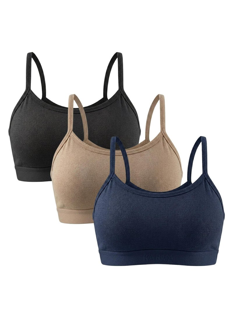Karma Pack of 3 Padded Comfort Cotton Soft Bra for Girls - Image 1