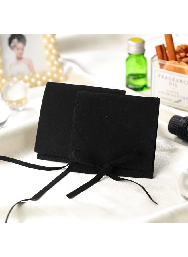 Lothee 40 Pcs Microfiber Jewelry Pouch 8x8 cm, Jewelry Packaging Bag Luxury Small Jewelry Gift Bags Bow Tie Microfiber Bag for Bracelet Necklace Packaging, Envelope Style with String and Divider (Black) - Image 5